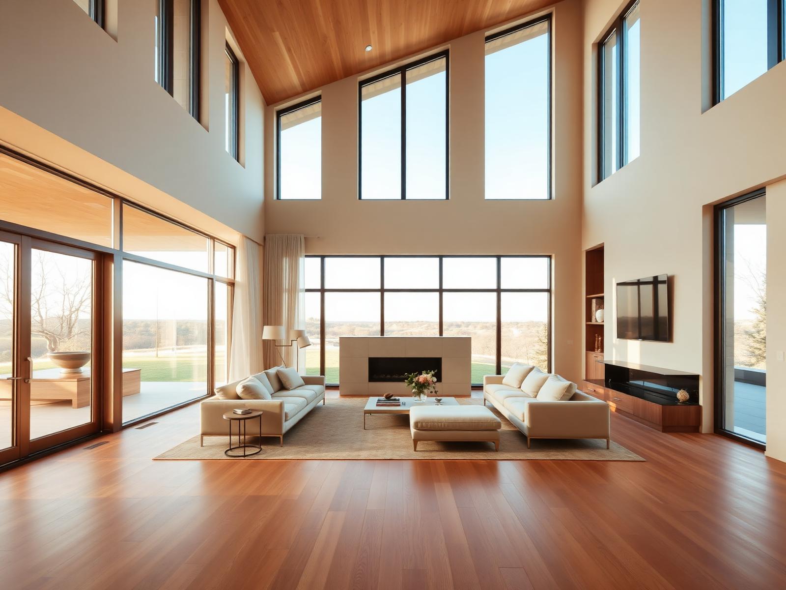 Sunlit interior of a newly designed home